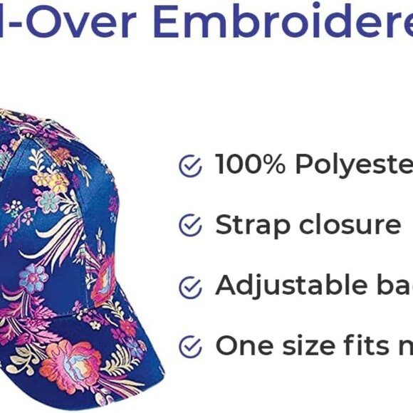 Silk Floral Baseball Cap Women\'s Adjustable 3 Brim Embroidered Cap Blue main image 7